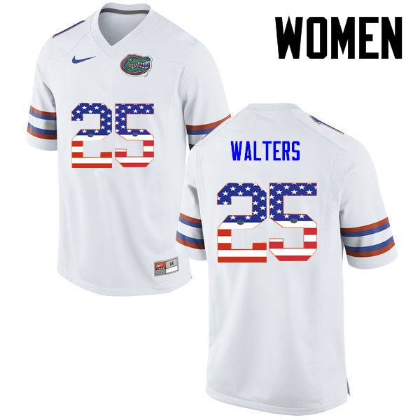 Florida Gators Women #25 Brady Walters College Football Jersey USA Flag Fashion White